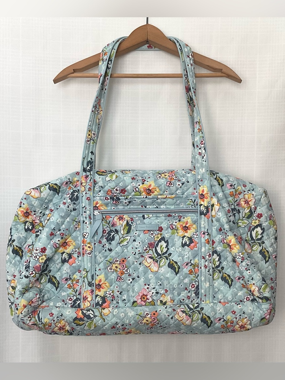 Vera Bradley Light Blue Quilted Floral Travel Bag